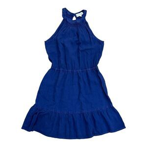 Bella Dahl Blue Chambray Tencel Shirred Halter Dress XS